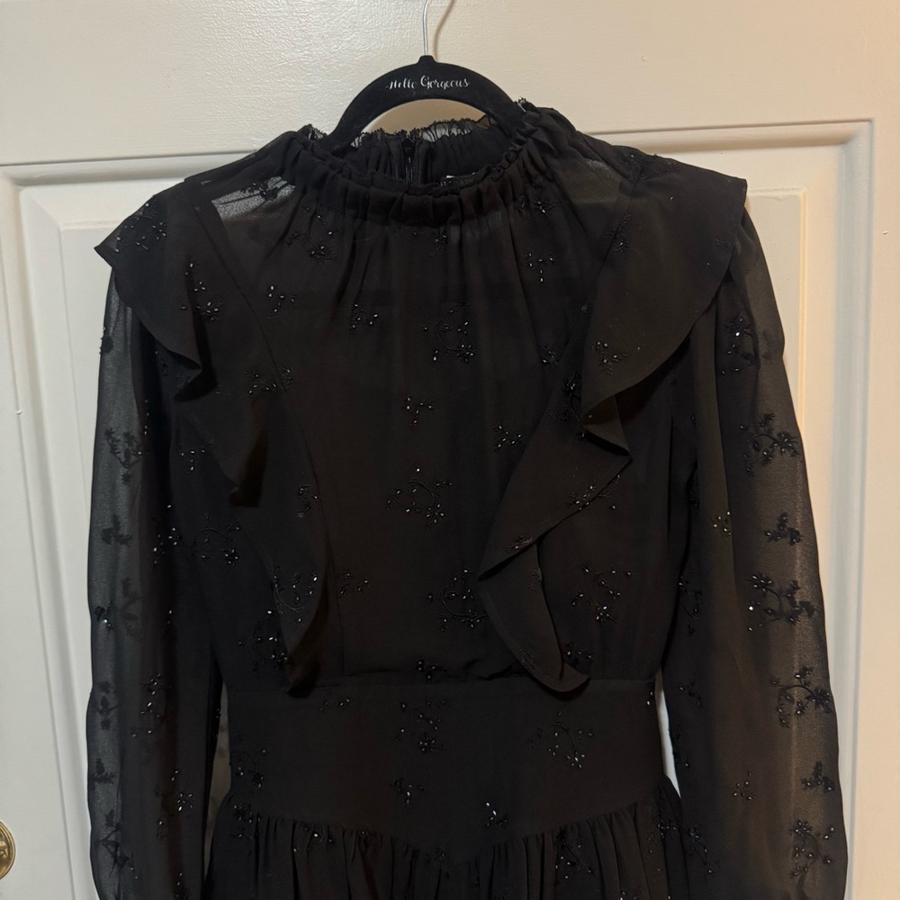 All Saints Aislyn Ditsy Dress Black Beaded Dress Size 00 - Picture 5 of 13